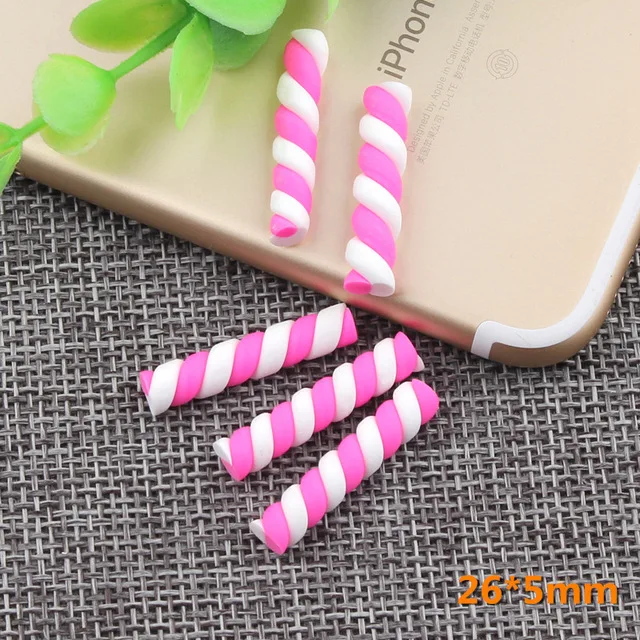 10 stücke Kawaii Spirale Marshmallow Süßigkeiten Polymer Clay Cabochon Flatback Für DIY Telefon Dekoration – Detail 33