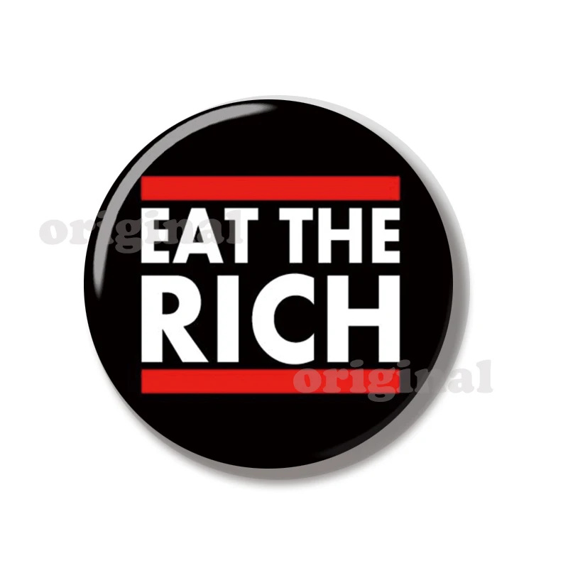 44MM Eat The Rich Tax The Rich Pin Soft Button Jeawelry Creative Badge Cartoon Brooch Lapel Pin Bag Backpack Hat Decoration