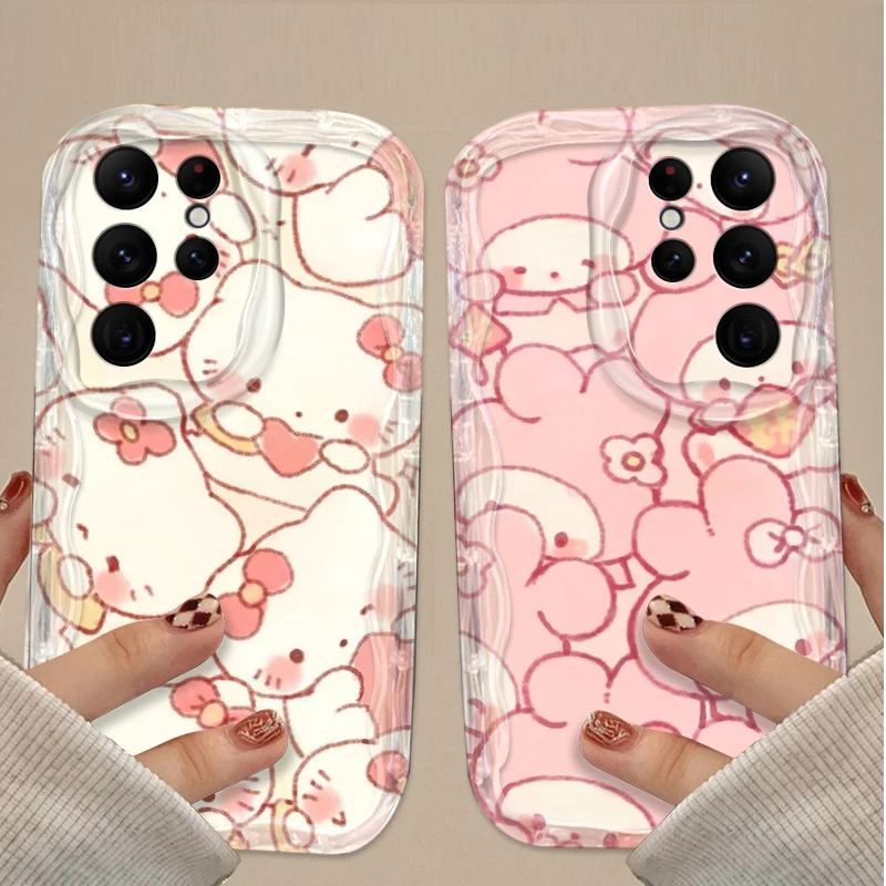 Funda de teléfono con melodía de Hello Kitty de dibujos animados para Samsung Galaxy S25 S24 Ultra S23 S22 S21 S20 Plus FE A56 A36 A26 A17 A07