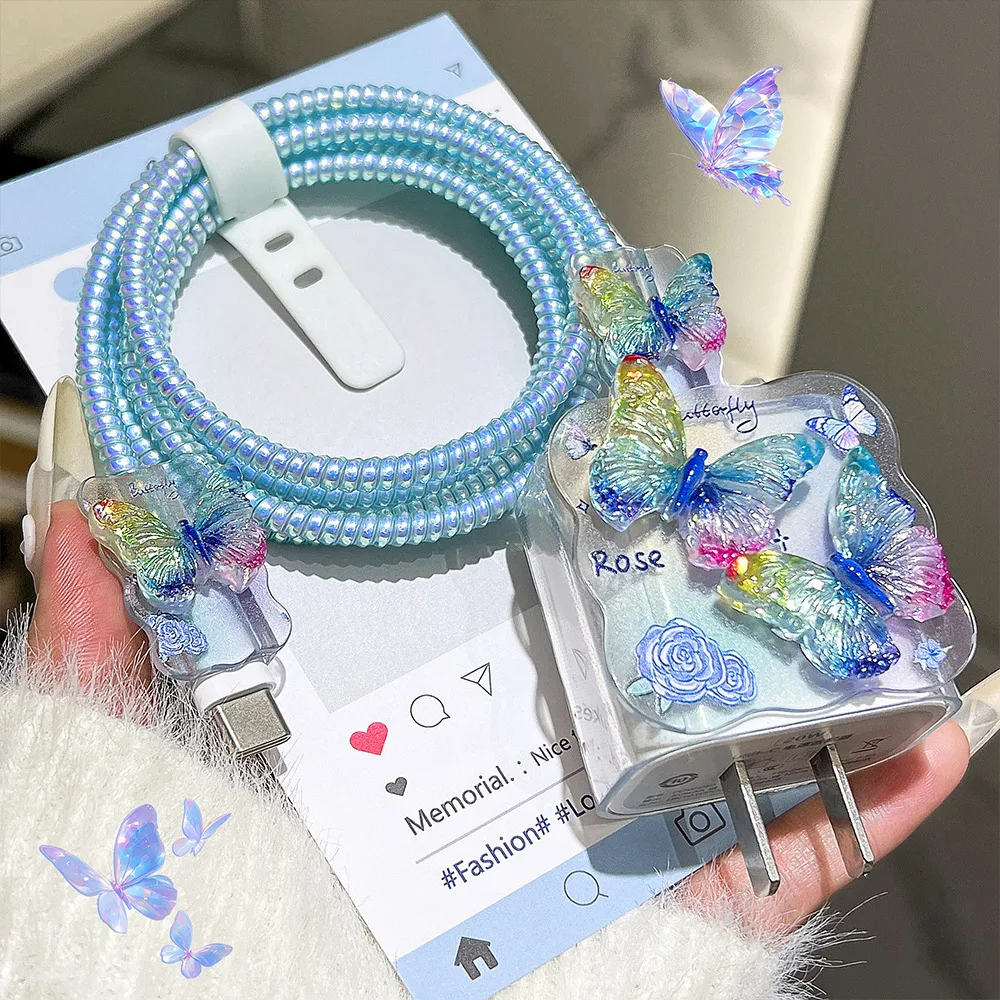 3D Clear Soft Silicone Case Charging Data Cable Protector Winder Accessories For IPhone 18w/20w