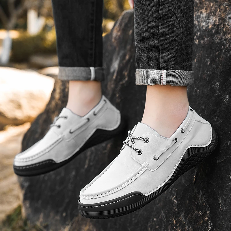 

Уличные кожаные туфли ручной работы с мягкой подошвой, удобные, нескользящие, для прогулок и поездок, универсальные, для города и бизнеса, высокого качества.