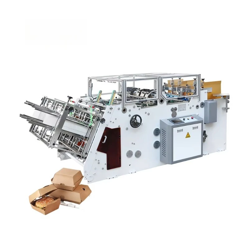Automatic High‑Speed Carton Folding Burger Box Making Machine, Kraft Hamburger Box Folder Gluer for Mass Production