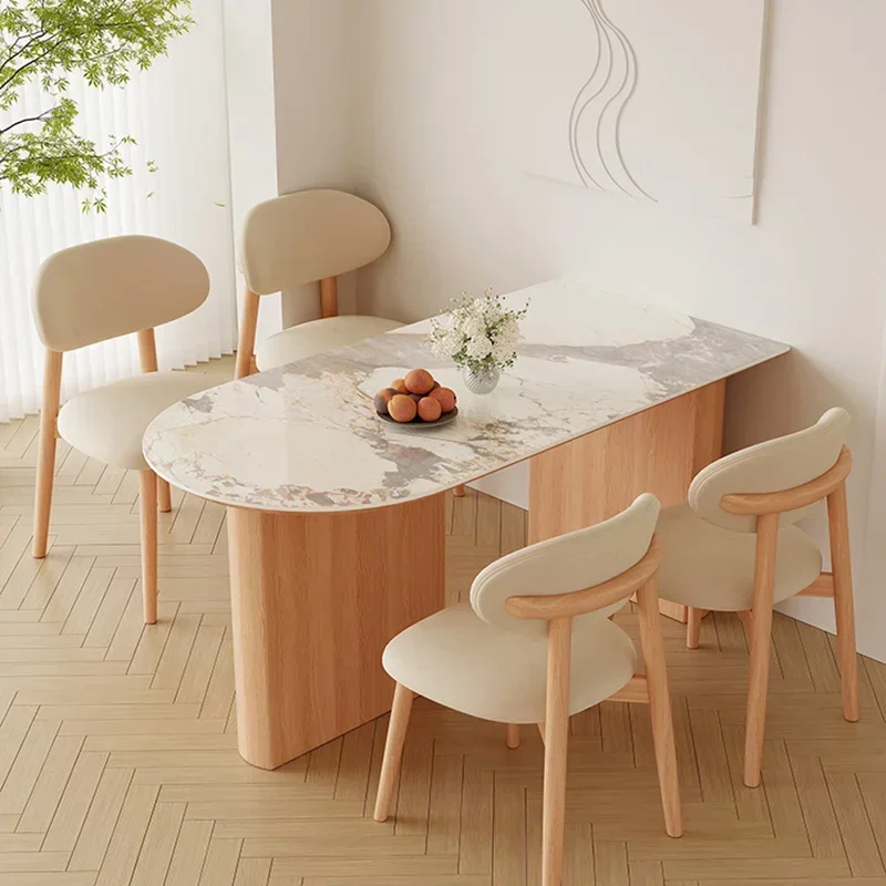 Big Designer Dining Table Kitchen Floor Nordic Living Room Dining Table Coffee Modern Oval Mesas De Comedor Home Furniture