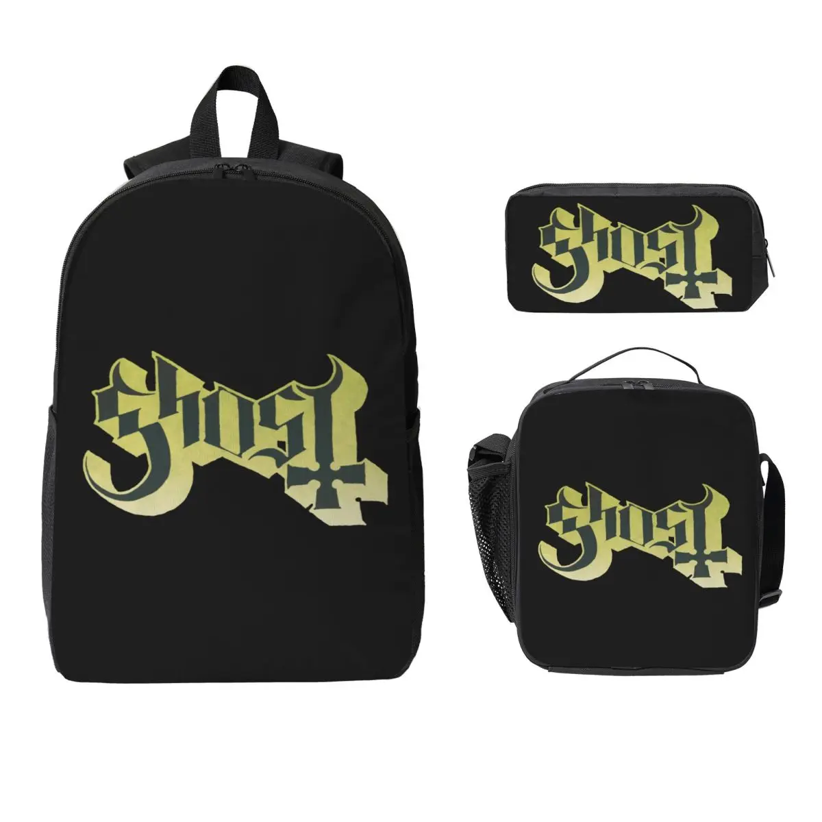 

Rock Band Ghost BC Backpack Student Boys Girls BookBag School Bag Computer Shoulder Bags 3ps Insulated Lunch Bag Pencil Case