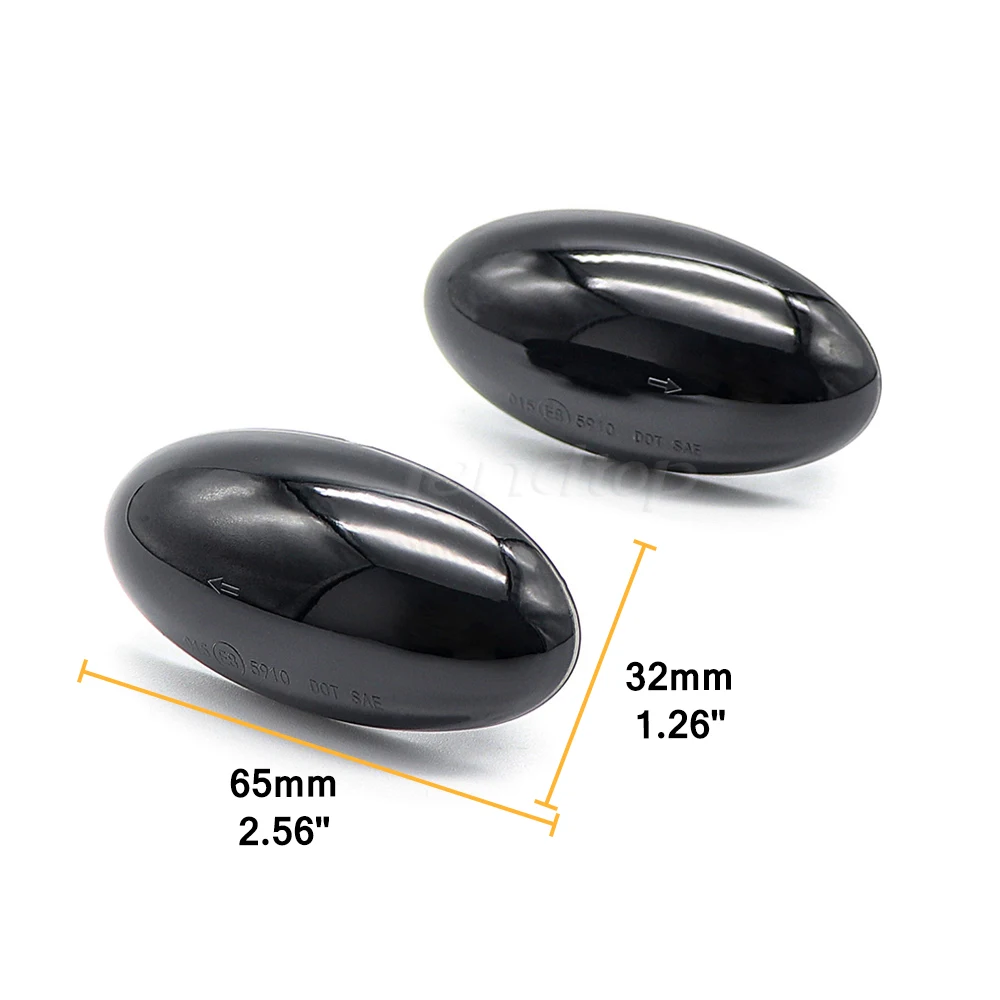 2pcs Dynamic Amber LED Flashing Turn Signal Light Side Marker Lamp For Peugeot 307 206 407 107 607 1007 4007 Citroen C1 C2 C3 C5