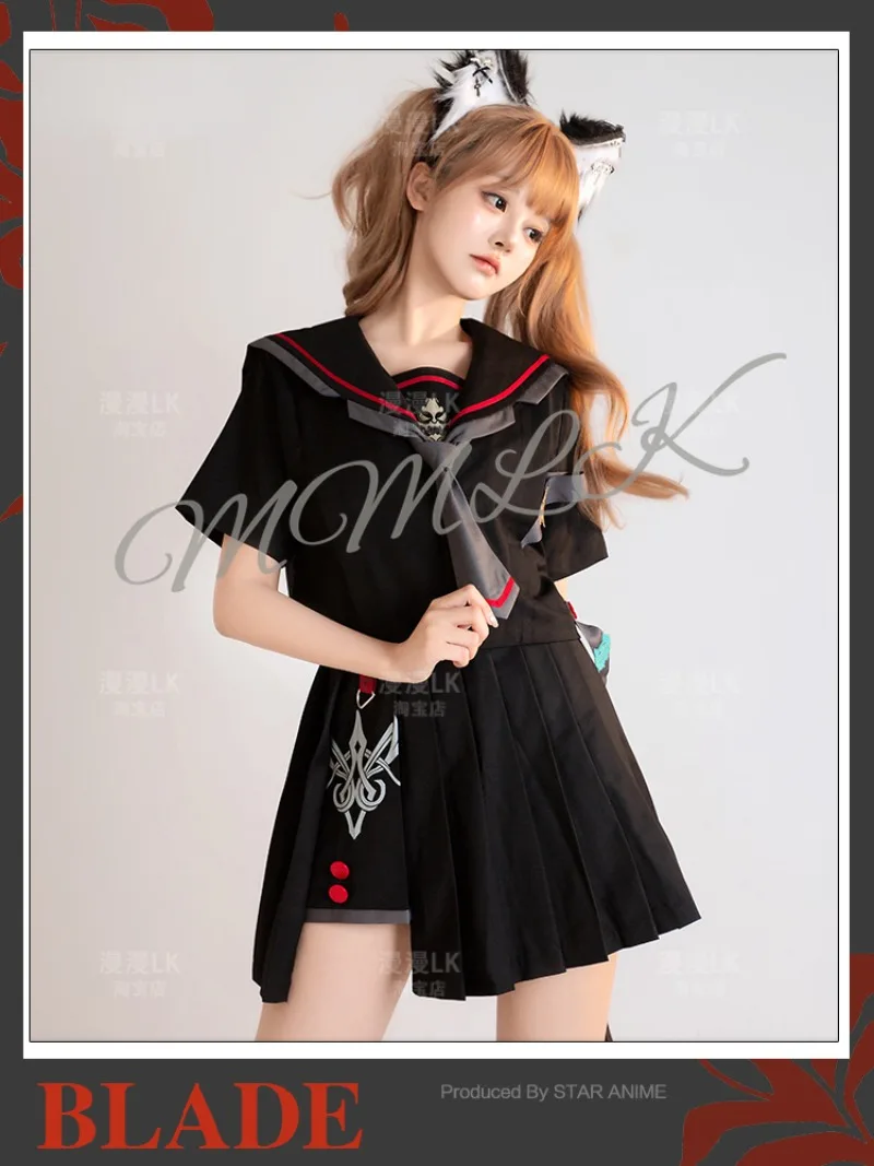 Anime Game Honkai: Star Rail Cosplay Blade Women Girl JK Sailor Summer Uniform Short Sleeved Top Skirt Bow Tie Suit Costumes