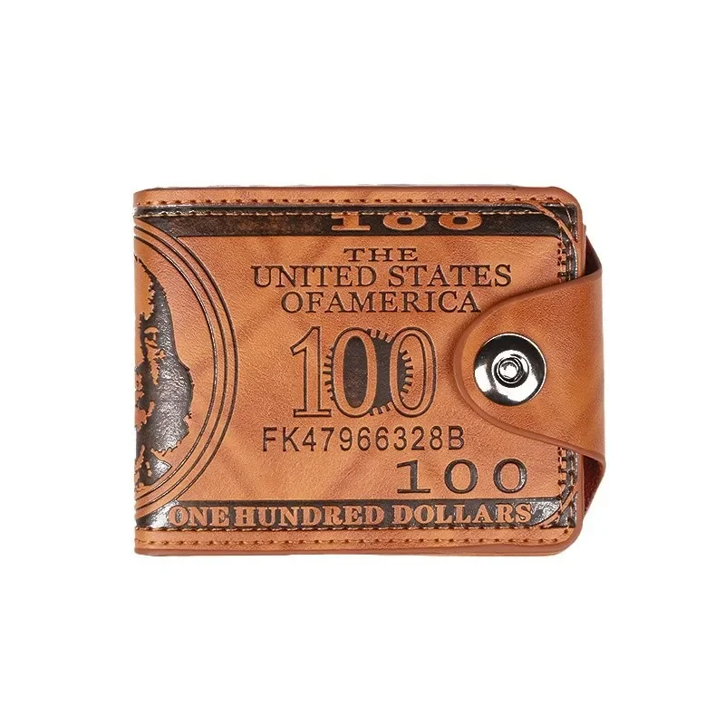 Portafoglio da uomo con popolare modello USD, borsa in PU ultraleggera, slot per schede multipli retrò multifunzionali