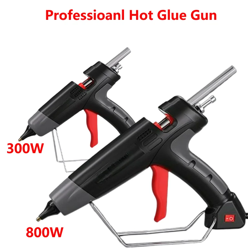 

300W/800W Hot Melt Glue Gun with 11mm Glue Sticks Copper Nozzle, Professional Hot Silicone Gun Adjustable Glue Flow 220V EU Plug