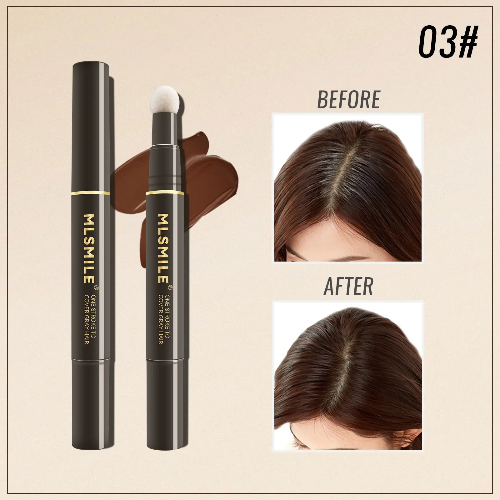 Temporary Hair Dye Pen Black Hair Coloring Covered White Hairs Hairline Disposable Lipstick Hair Dye Stick Hair Roots Touch Up