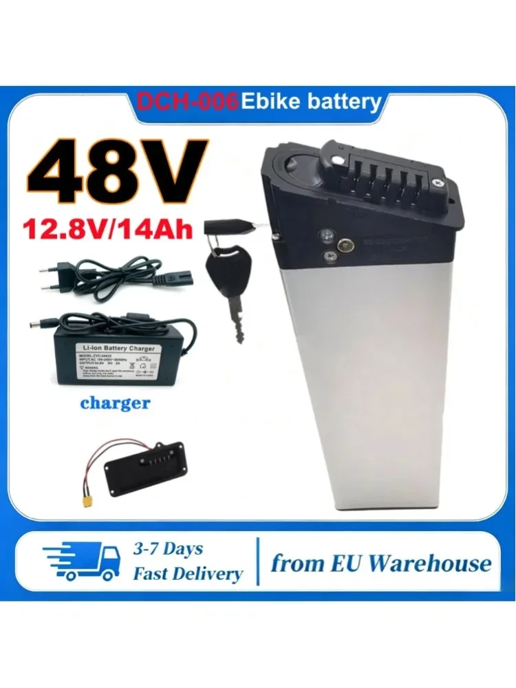 DCH-006 Ersatz-Li-Ionen-Akku 48V 10,4Ah 12,8Ah 14Ah mit integriertem BMS, wiederaufladbarer Akku für LO26 MX01 LAFLY X3 JINGHMA R3 R5 R6 R7 Fiido M1 Pro Faltbares Elektrofahrrad