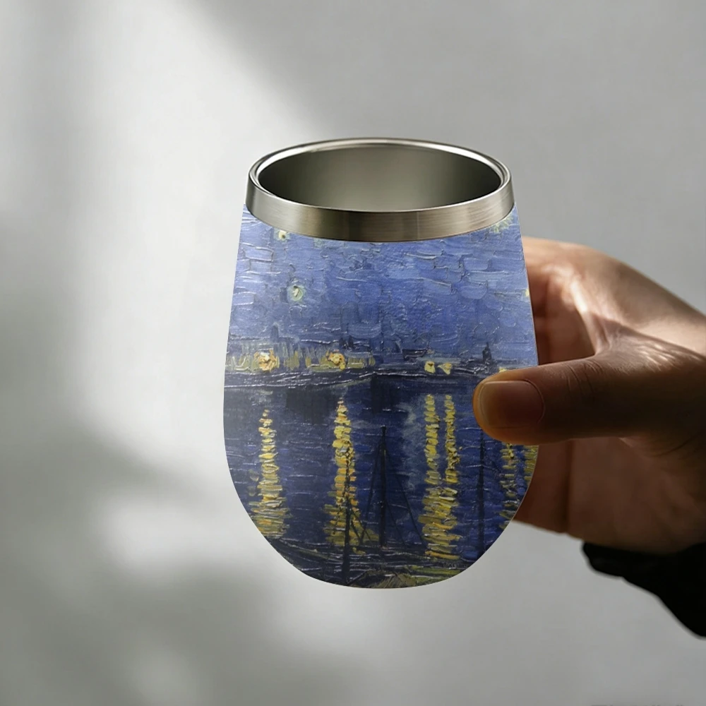 V-Van G-Gogh Starry Night Vacuum Flasks 12oz Insulated with Lid Double Wall Vacuum Stainless Steel Cup Hot & Cold Drink Mug Gift
