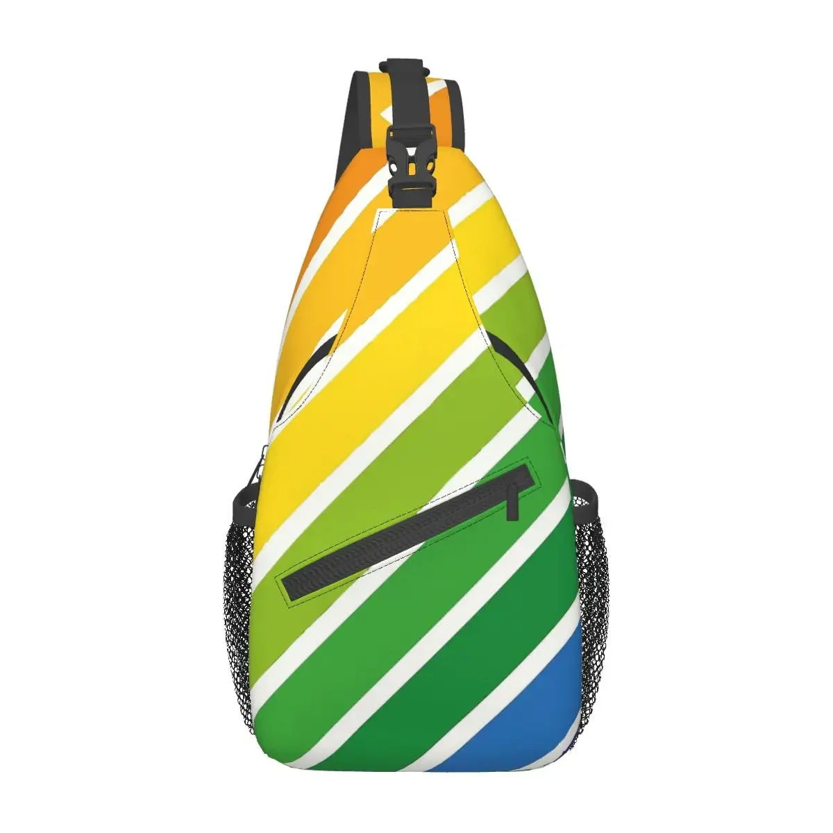 Diagonal Stripes Small Sling Bag Chest Crossbody Shoulder Sling Backpack Outdoor Sports Daypacks Colorful Rainbow Fashion Bag