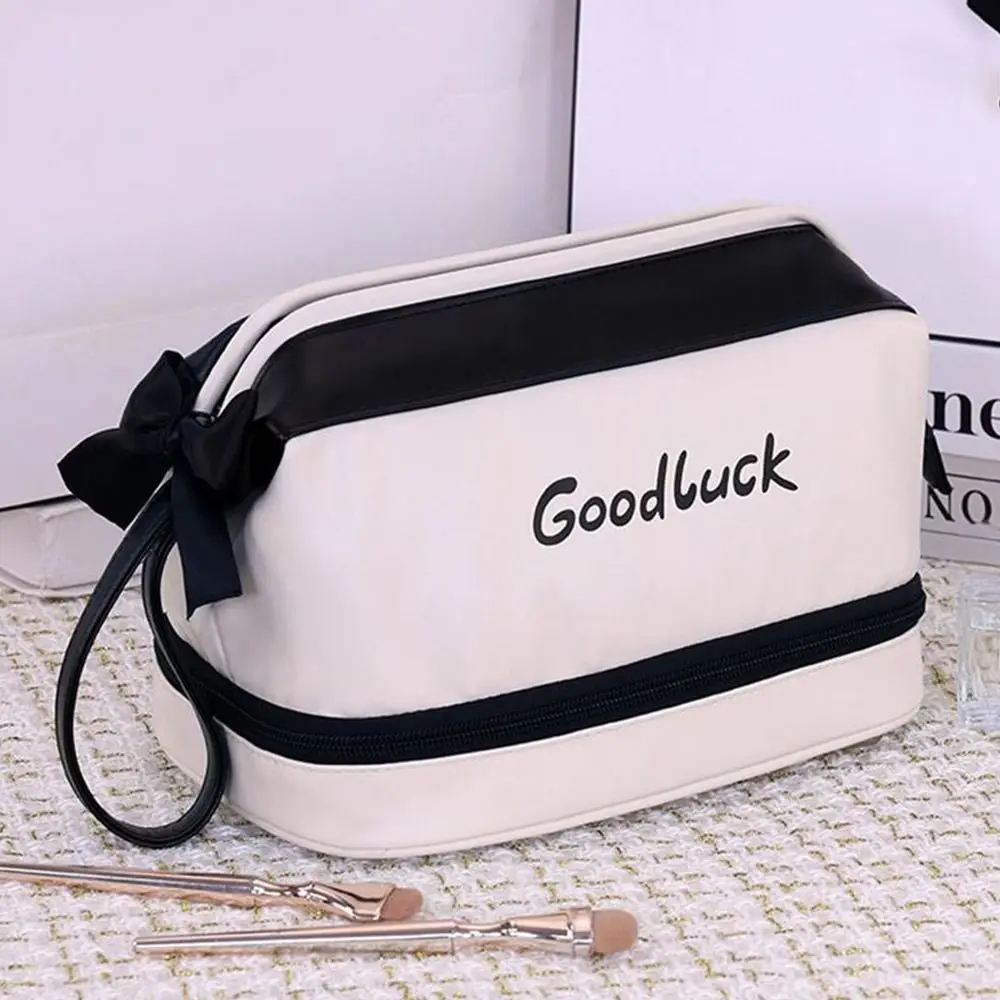 

Multi Functional PU Washing Bag Double Layer Large Opening Design Makeup Bag Large Capacity Toiletry Bag Home