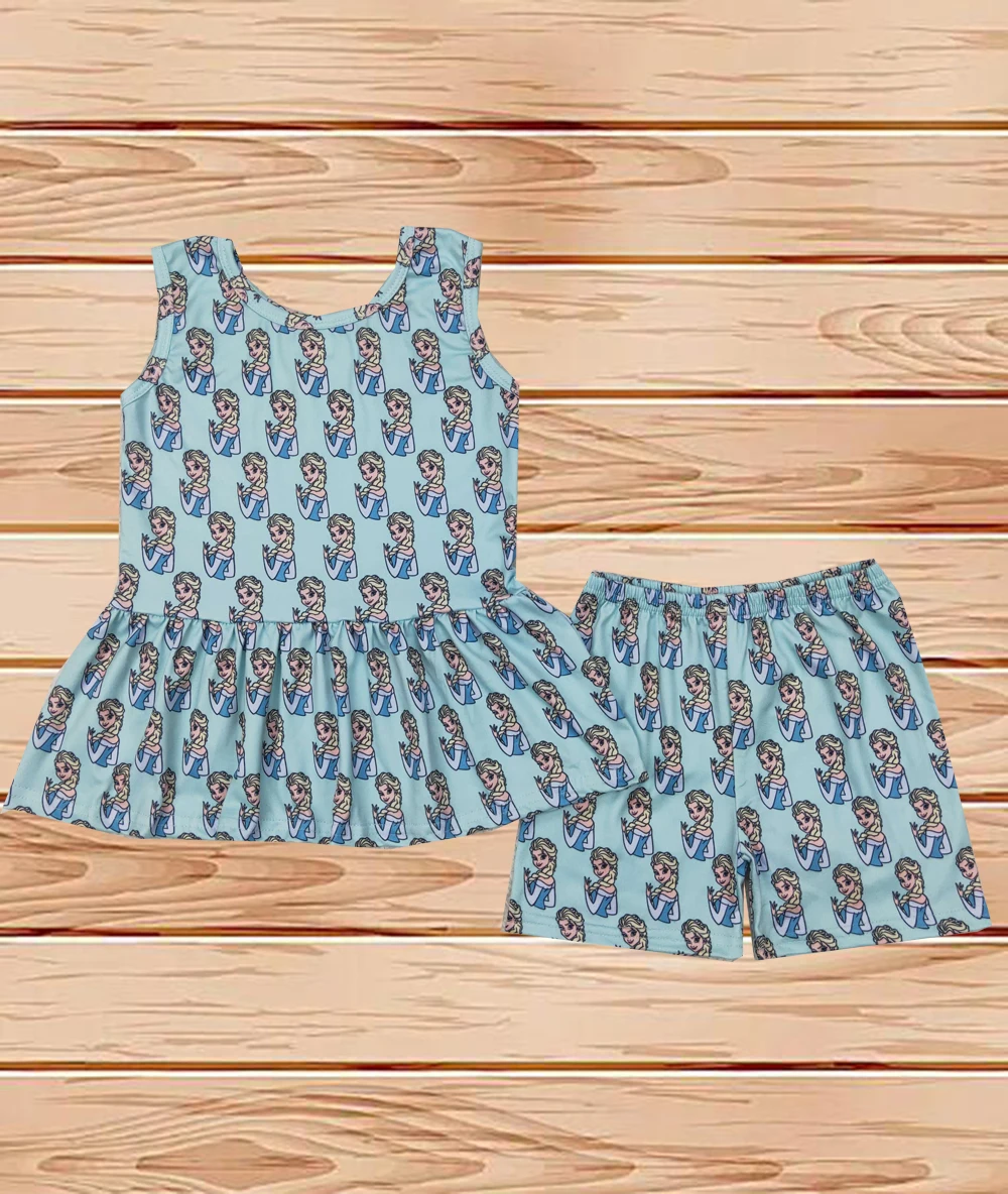 

3.31 Wholesale Kids Western Boutique children clothing Baby Girls Princess Sister Top Tee Shorts Clothes Sets