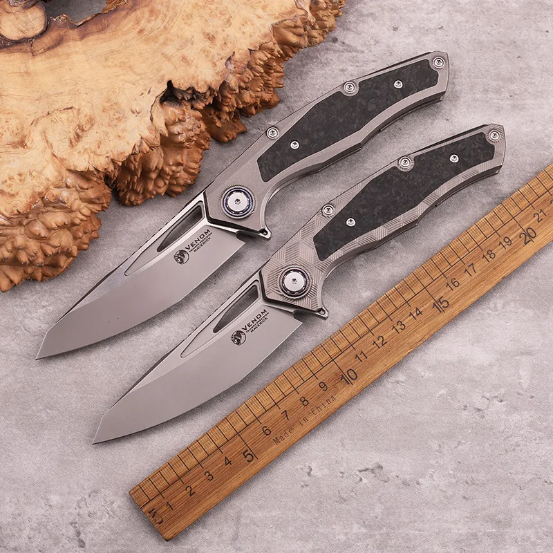 

Складной нож VENOM M390, стальной титановый сплав + ручка из углеродного волокна, высококачественный портативный нож для выживания на открытом воздухе, для кемпинга
