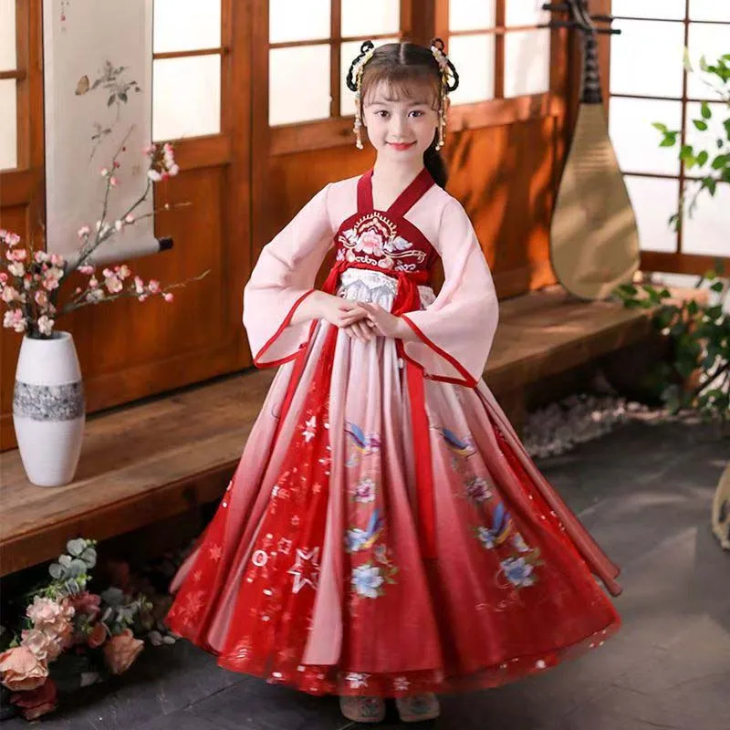 فستان هانفو الصيني القديم الجديد المقلد من سلالة تانغ للفتيات