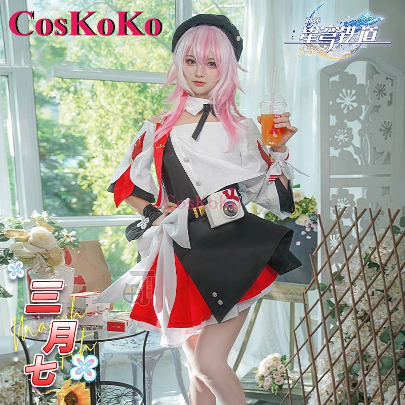 

CosKoKo March 7th Cosplay Anime Game Honkai: Star Rail Costume Sweet Lovely Daily Dress Halloween Party Role Play Clothing S-XL