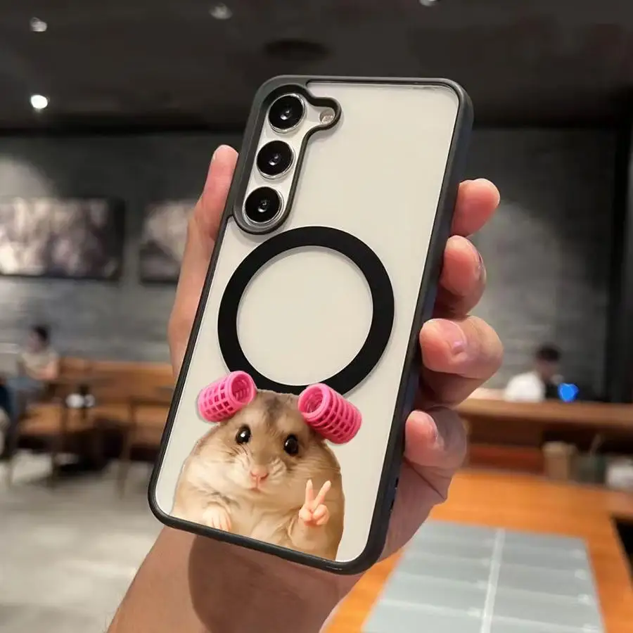 Magnetic Phone Case for Samsung Galaxy A57 A16 A15 A27 M17 A25 F17 A35 A36 A56 A55 A54 A26 A17 A37 Cover Duck Hamster Art