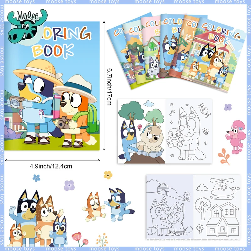 

Bluey Friends Picture Book Colorful Diy Coloring Book Party Cartoon Color Graffiti Book Parent-child Interactive Painting Book