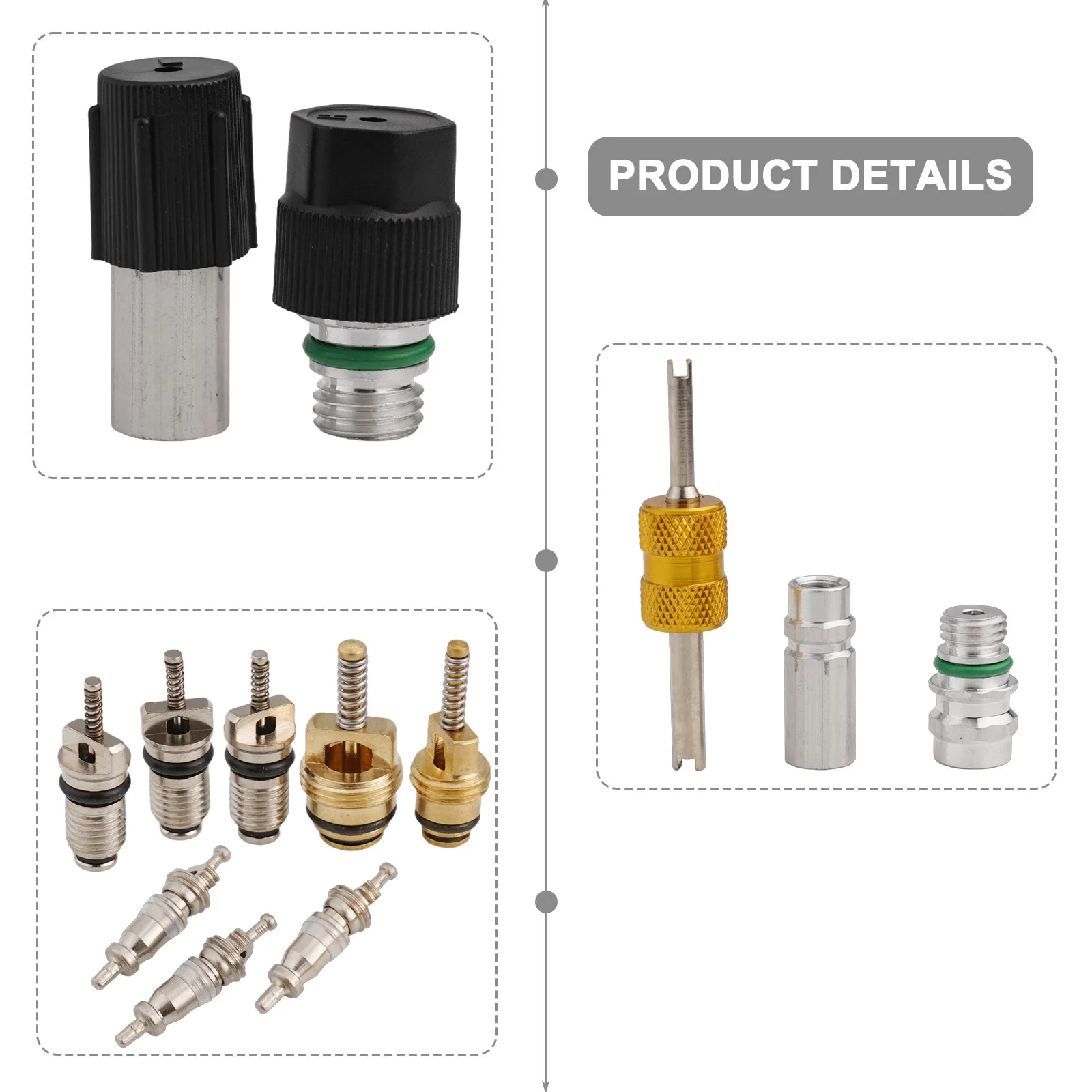 

R134a Набор сердечников клапана автомобильного кондиционера, сердечник клапана переменного тока с инструментом, набор для кондиционера для Buick Auto