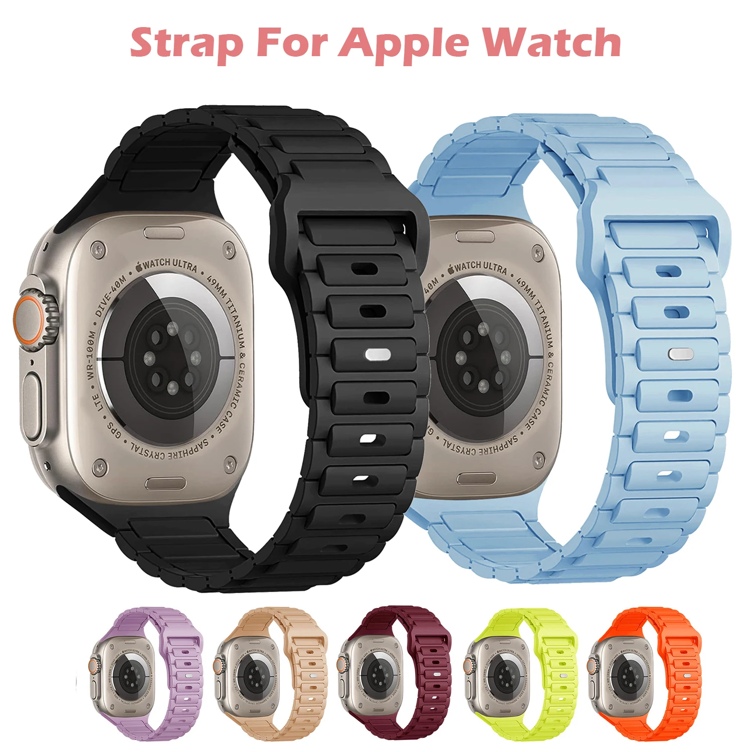Silikon-Sportarmband für Apple Watch 49mm 46mm 45mm 44mm 42mm 41mm 40mm Komfortband für iWatch Ultra 2/3 Series 11 10 9 8 7 6 5