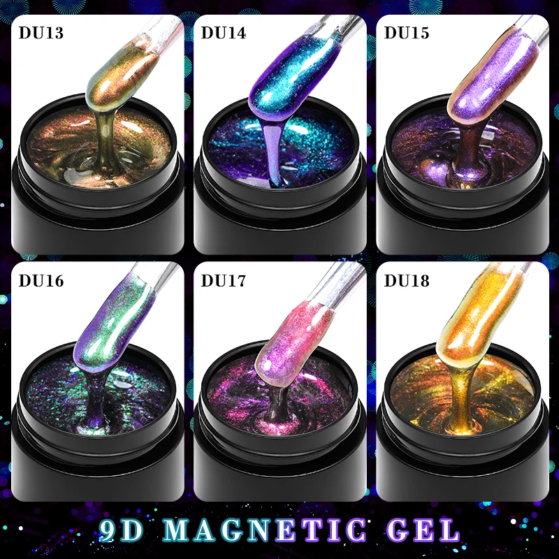 8ml Double Light 9D Cat Magnetic Gel Sparkling Rainbow Color Gel Nail Polish Semi Permanent Varnish Soak Off UV LED Gel Manicure