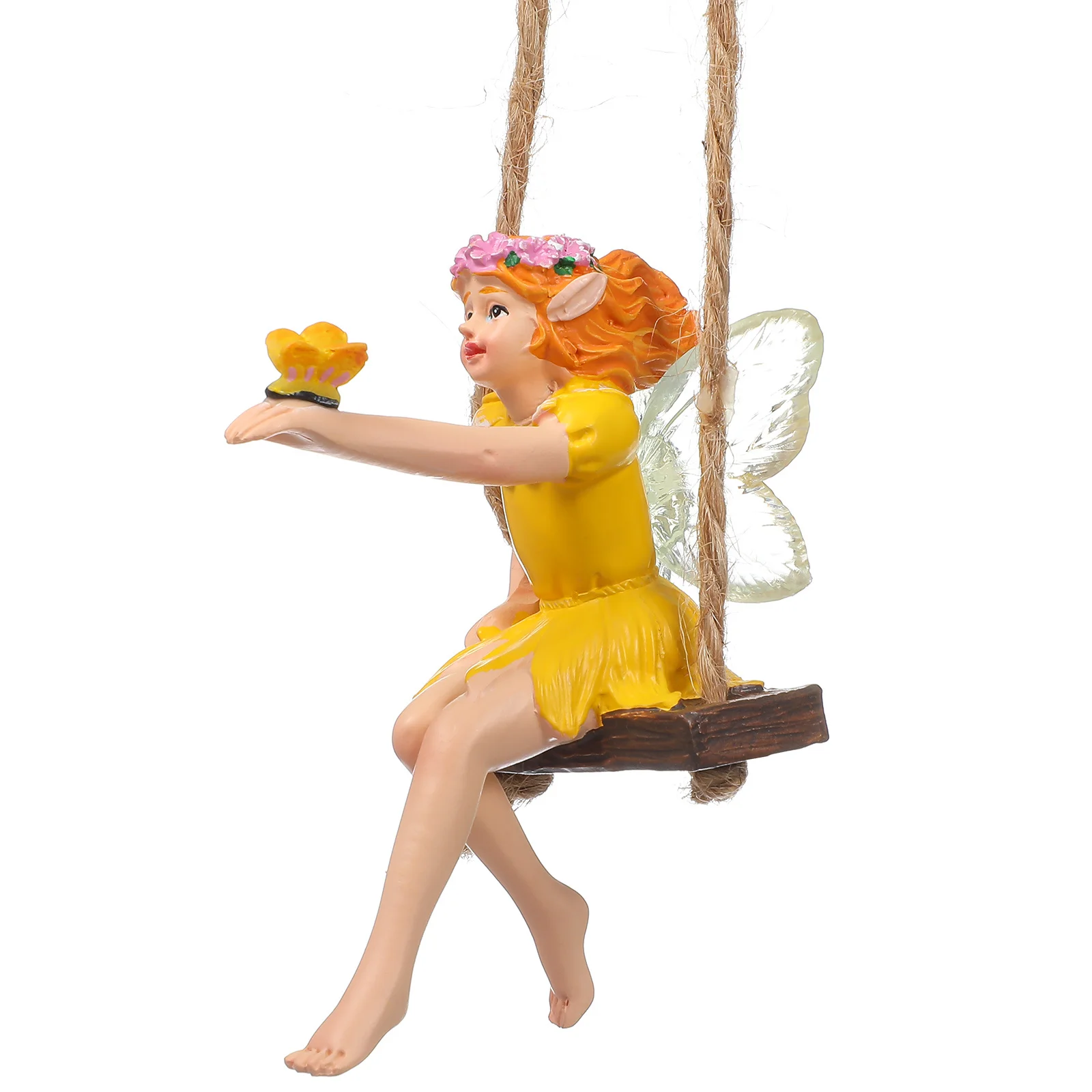 

Flower Fairy Swing Resin Statue Tree Hanging Ornament Outdoor Garden Yard Patio Resin Craft Durable Creative Shape