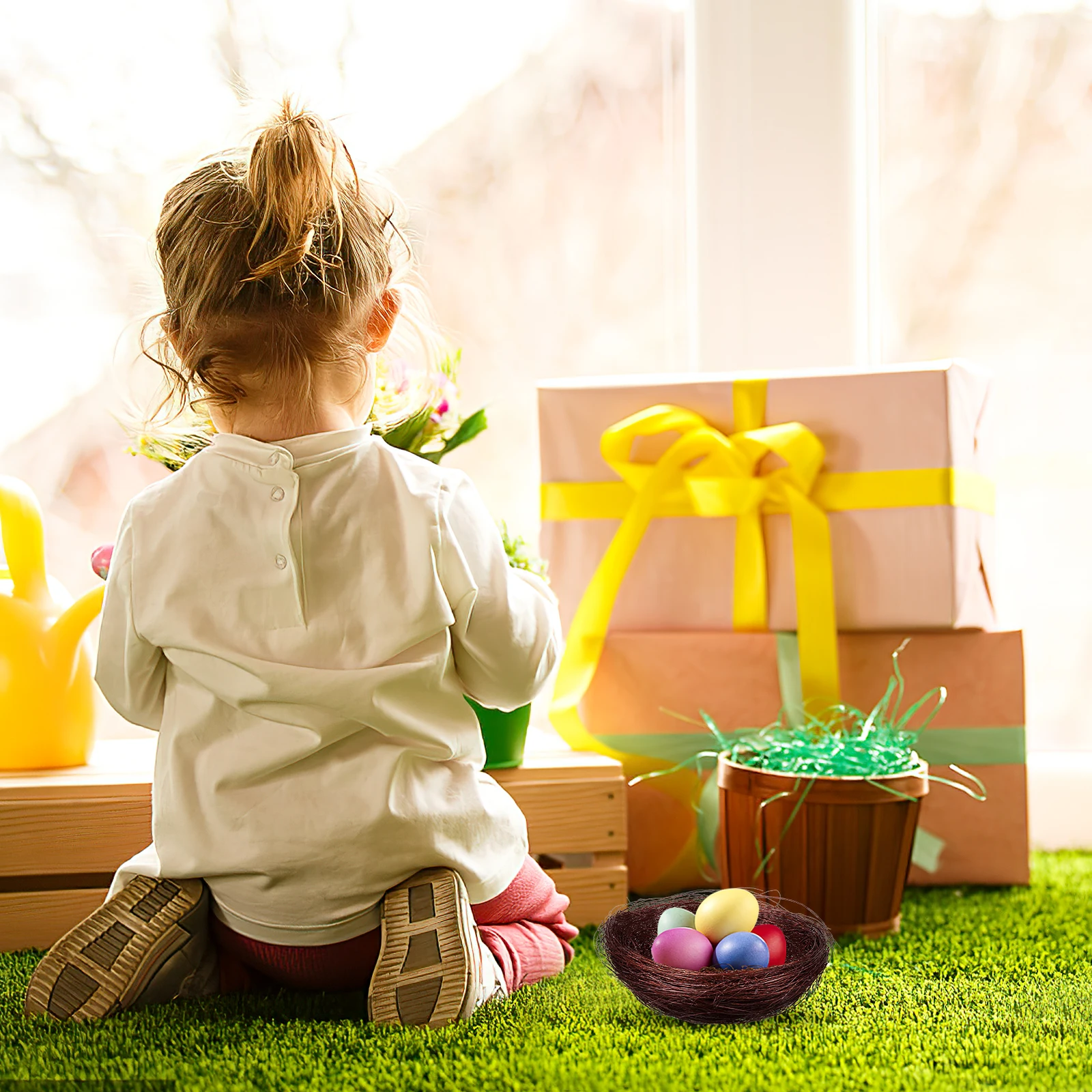 

10 pcs Bird Nest Decor Artificial Woven Handmade Natural Style Perch For Pet Birds Garden Ornament Shelter Breeding Nest