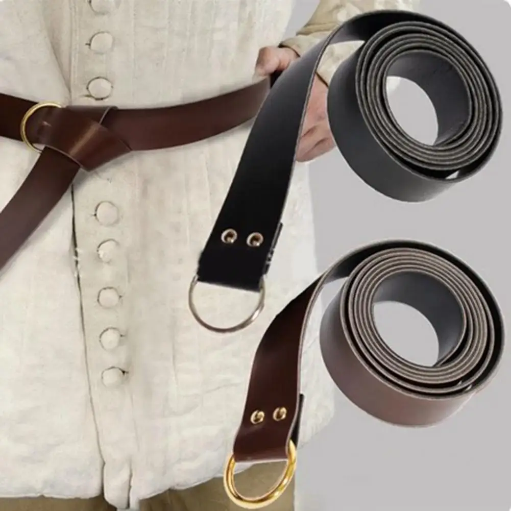 

Retro Belt Renaissance Unisex Belt O-shaped Ring Imitation Leather Waistband for Knights Stylish Clothes Accessory Vintage Belt