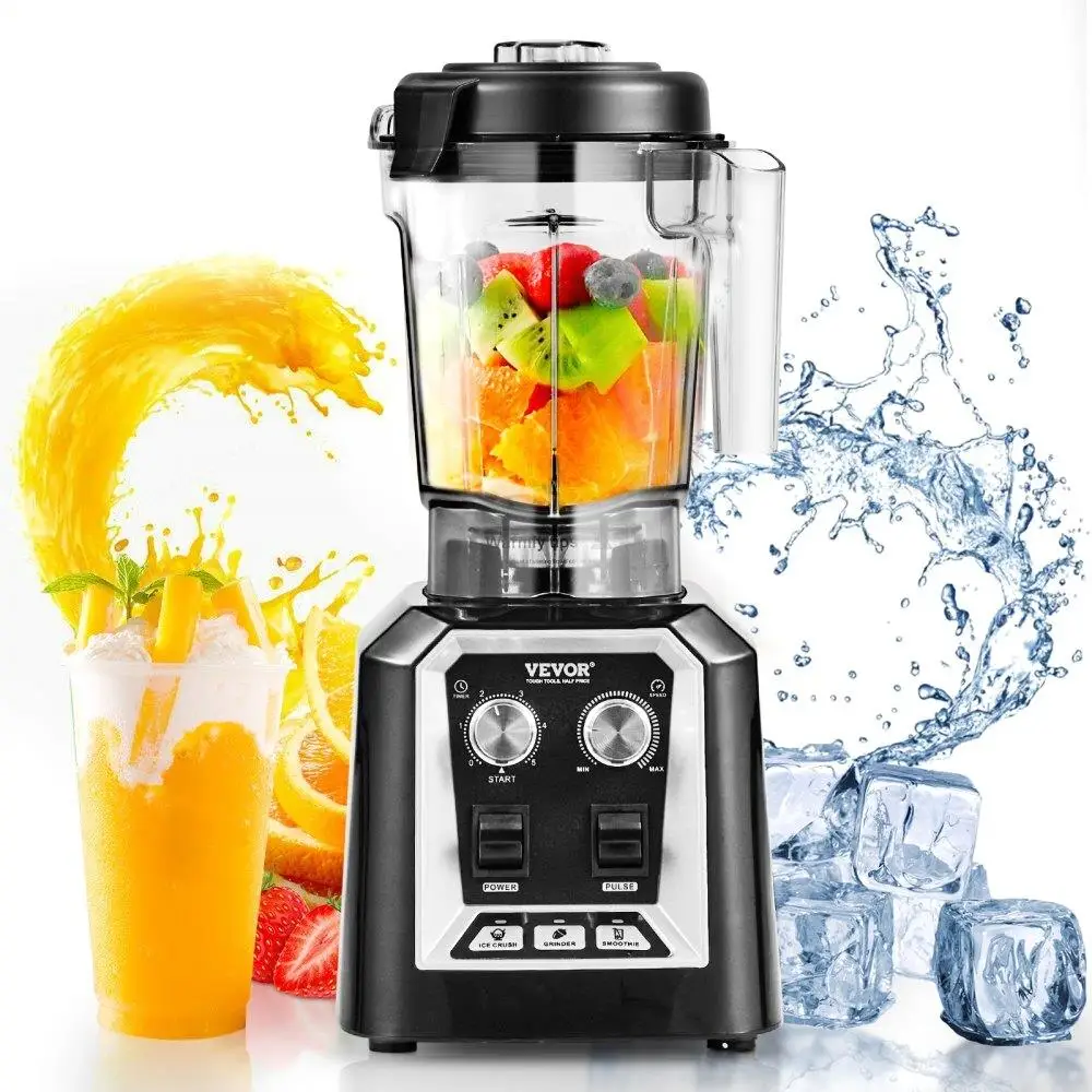 Commercial Countertop Blender 68oz Stainless Steel 3 Function for frozen Drinks Shakes Smoothies Ice Crusher Black Jar Combo