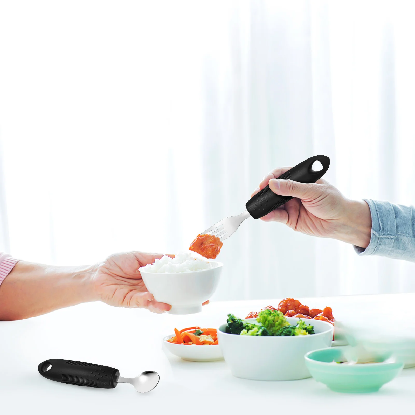 Adaptive Anti-shake Tableware for The Elderly Chopsticks Stainless Steel Utensils