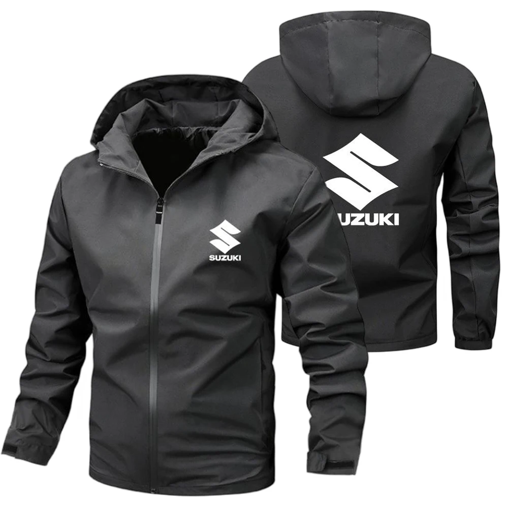 

Suzuki SUZUKI Motorcycle Culture Black Hooded Jacket, Zip-up Windproof Coat, Exclusive Trendy Workwear Top for Motorcycle Enthus