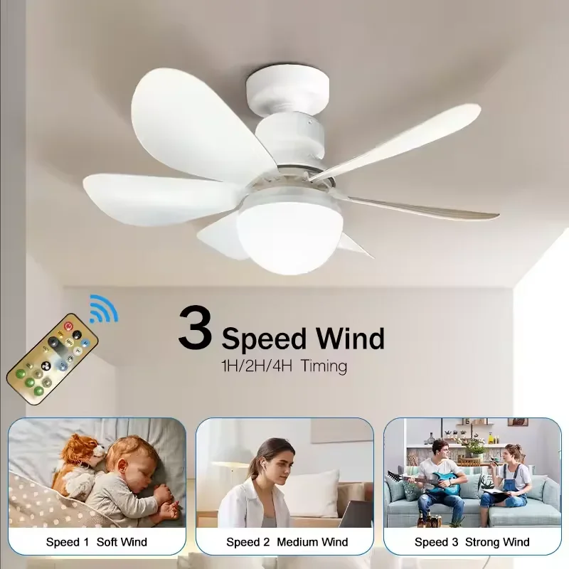 Silent Wind Speed Of 20.5/16.5in Remote Control Ceiling Fans Modern LED Fan Light With Adjustable Wind Speed In Three Levels