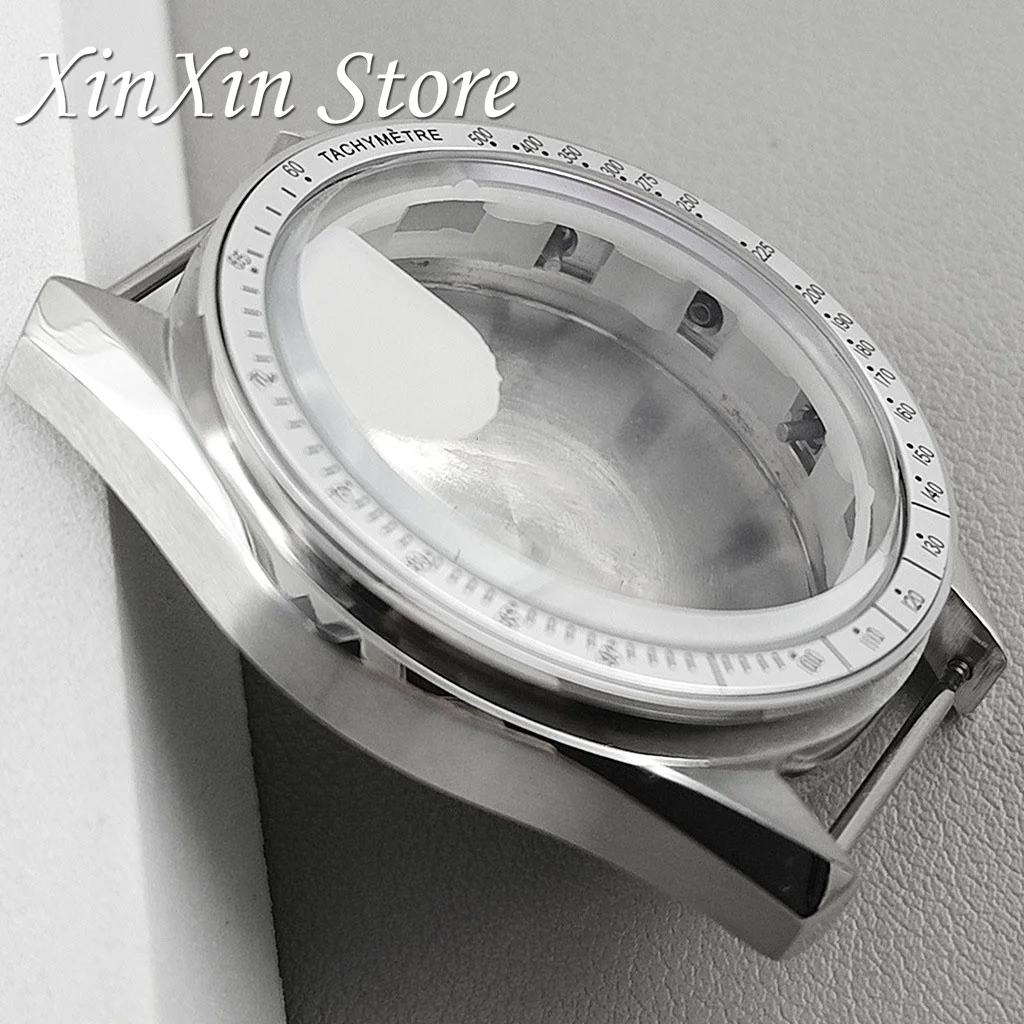 عالية الجودة 39.7 مللي متر ساعة الفولاذ المقاوم للصدأ القمر الغطاء الخلفي حافظة كرونوغراف ل VK63 VK64 حركة الكوارتز لصندوق ساعة OMG