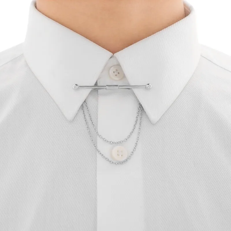 Simple collar brooch Silver silver gun Black belt chain shirt collar brace collar retainer collar Angle clip collar Angle needle