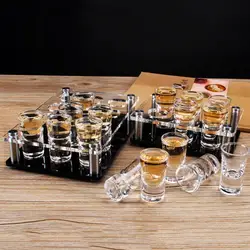 Wine Cup Holder Transparent Heavy Base Shot Glass Rack Bar Wine Rack Glass Holder Champagne Shot Glasses Acrylic Holder Tray