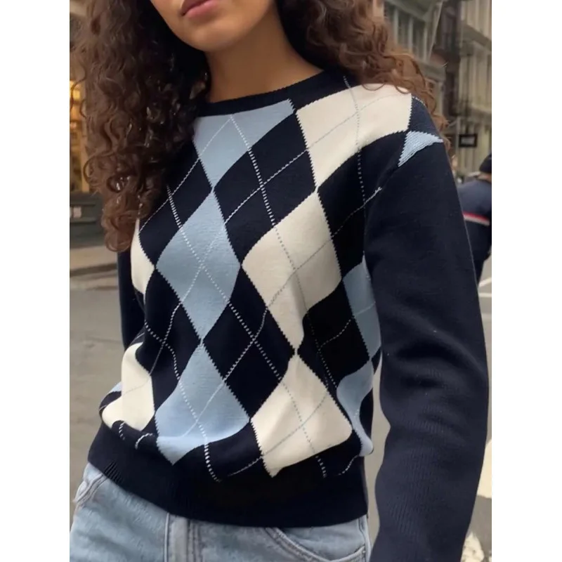 

Diamond Knit Long Sleeve Elastic Diamond Pattern Women's Knitwear Ultra Thin Spring Season Fashion Other Style for Ladies