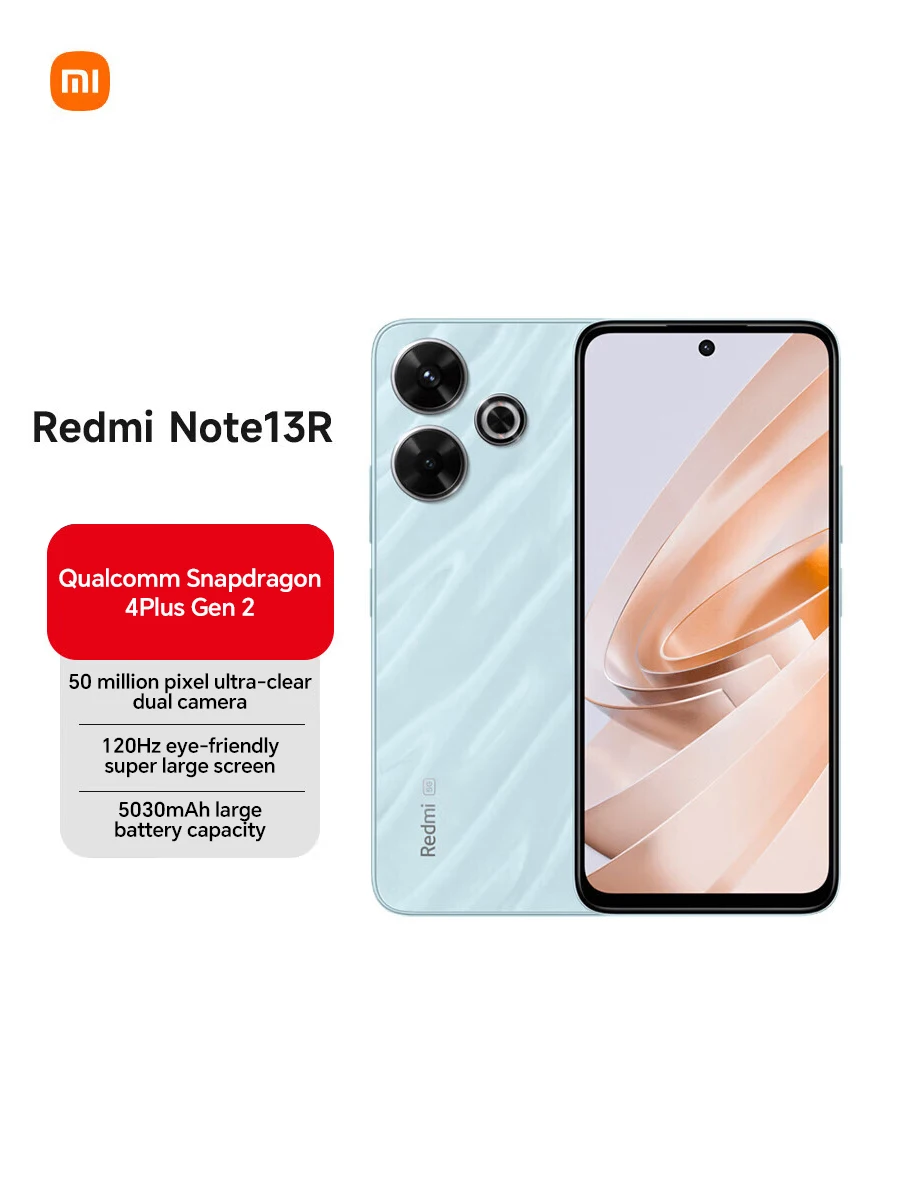 Xiaomi Redmi Note 13R 5G 6.79 بوصة، 256 جيجابايت 12 جيجابايت رام كوالكوم سنابدراجون 4Plus Gen 2 50 ميجابكسل