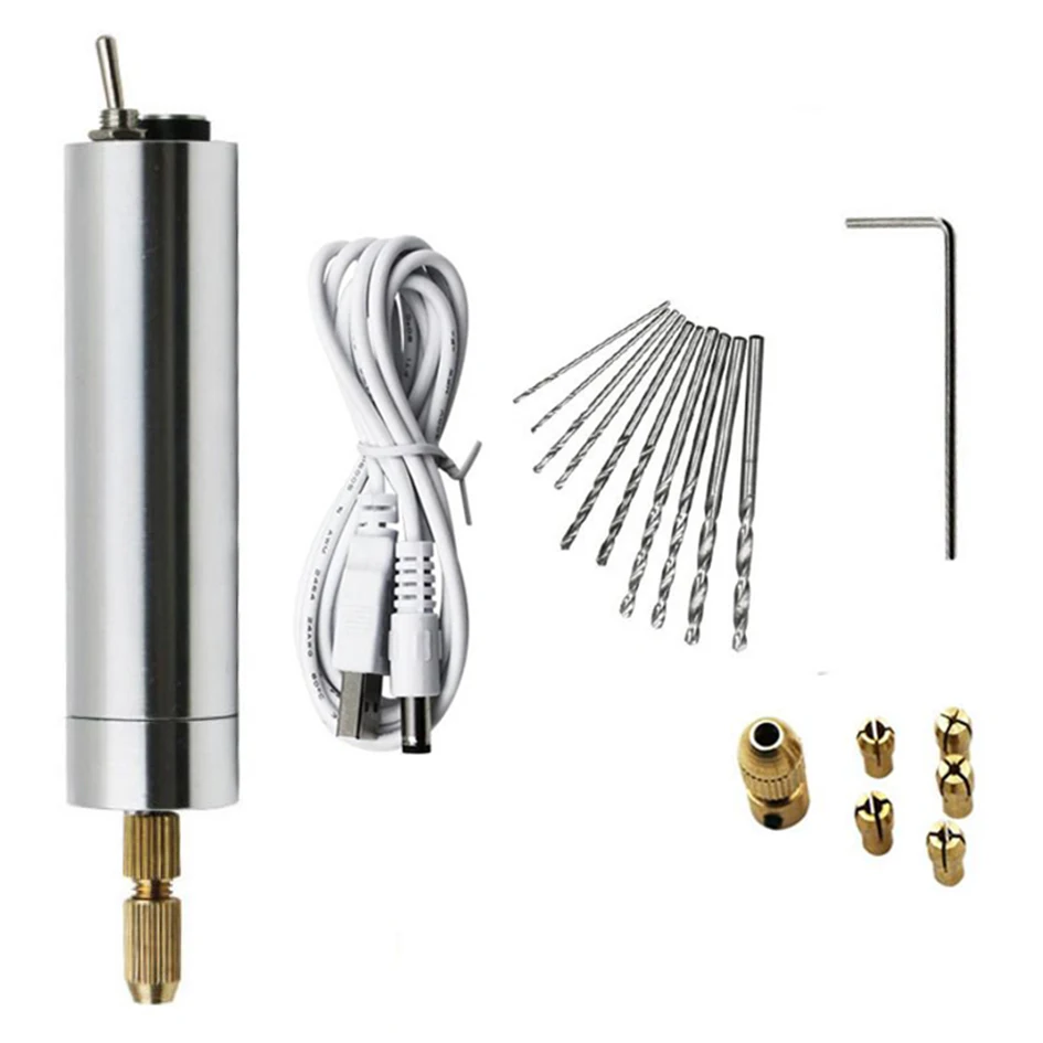 USB Cable Micro Electric Hand Drill Rotary Drill Cutting Drilling Set Mini Grinding for Sculpture Tools Wholesale 10set/lot