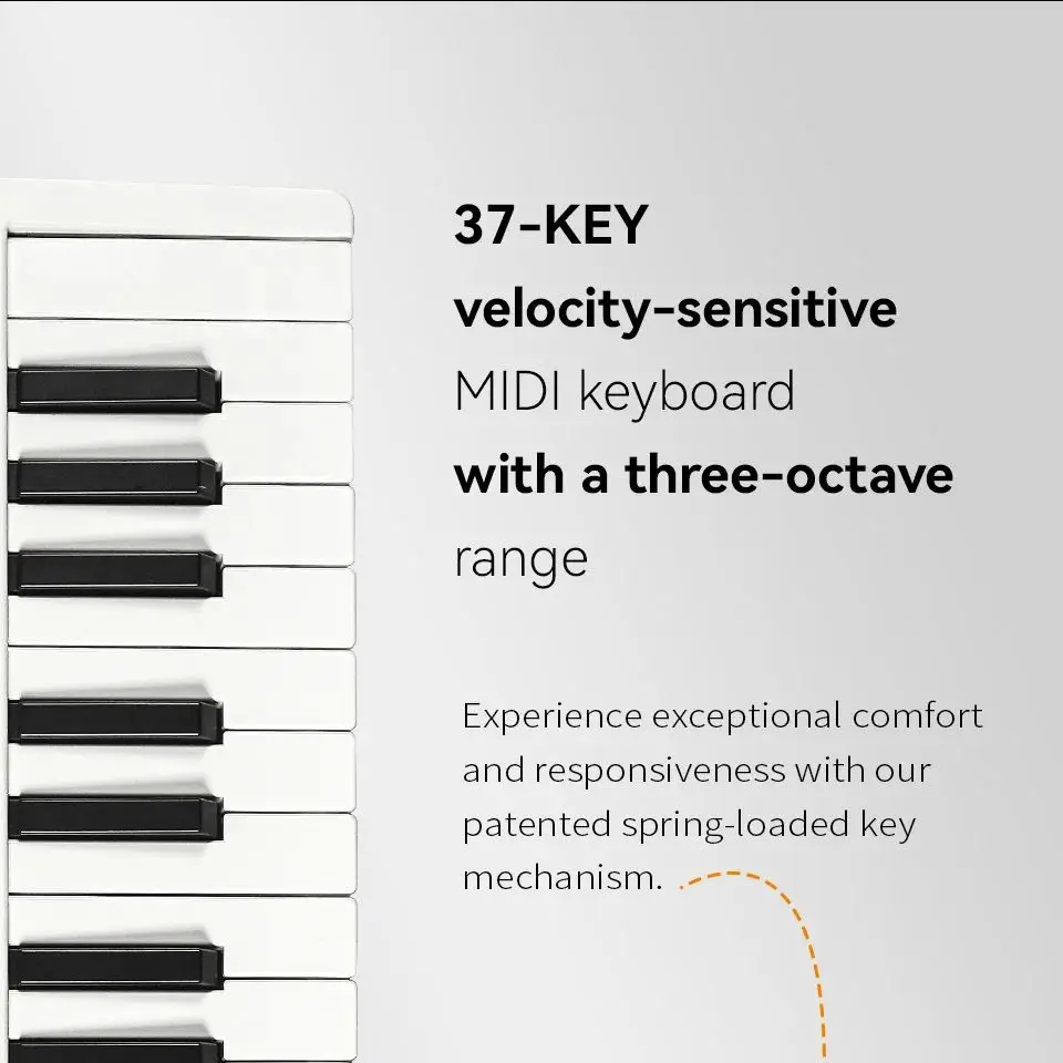 M-VAVE SMK-37 PRO 37-Key USB MIDI Controller with 16 RGB Pads & 8 Knobs Supports Software Operation for WINDOWS/MAC/IOS/Android