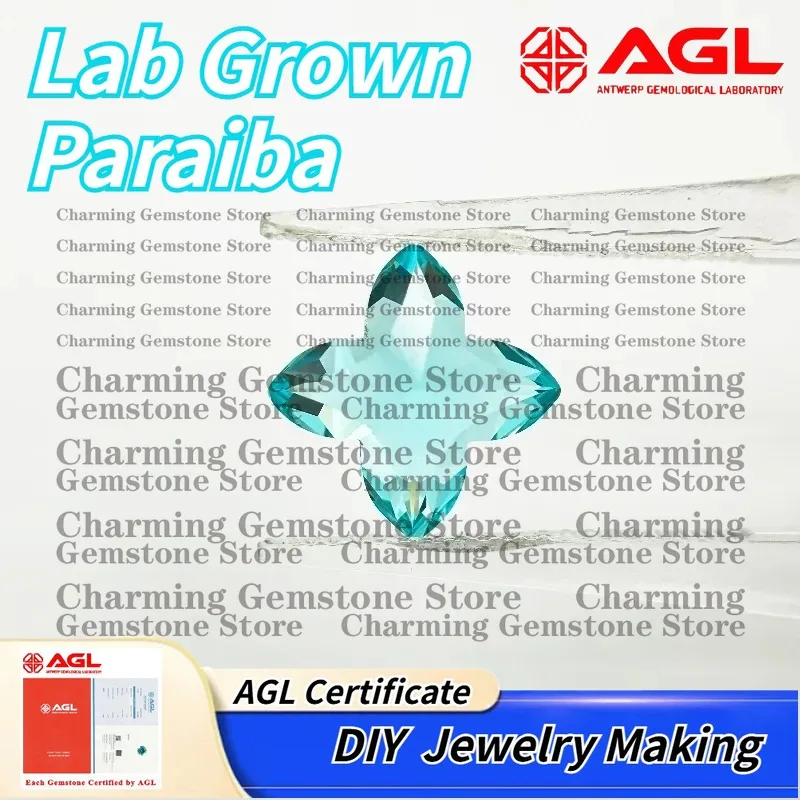

Lab Grown Paraiba Gemstone for DIY Jewelry Making Inlay Ring Necklace Quincunx Cut Lab Created Paraiba Tourmaline AGL