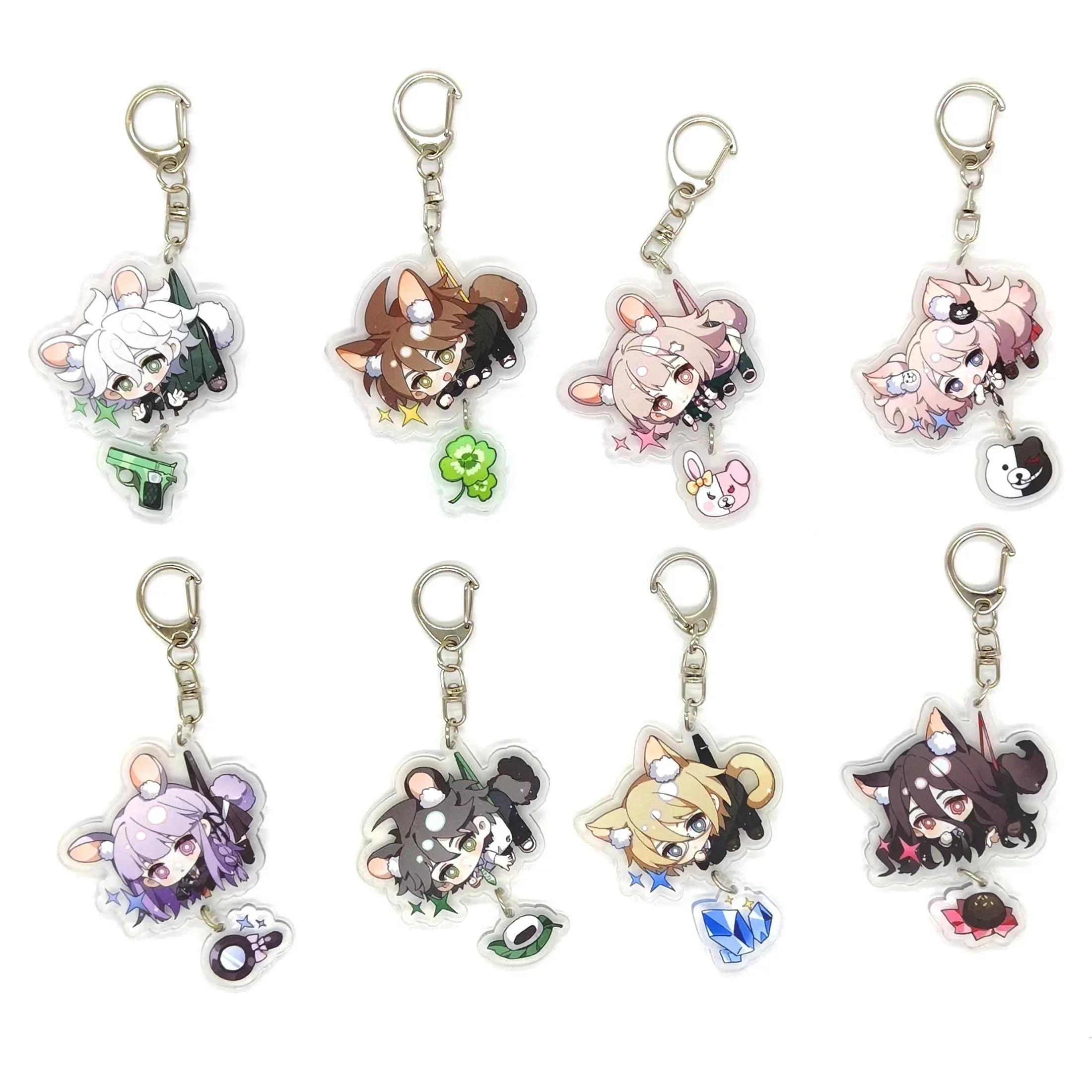 Anime Keychains Danganronpa V1 Hanging Animal Dangan Ronpa Men Accessories Pendant for Cute Bag Acrylic Interlayer key ring Gift