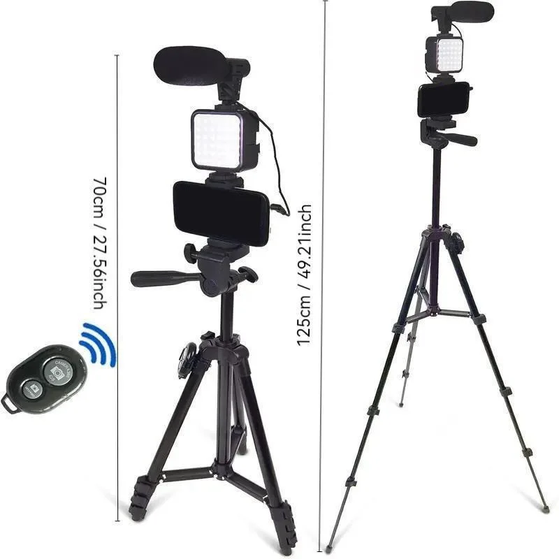 Light Emitting Diode Camera Studio light with 1.25m tripod and microphone for selfie lighting live stream