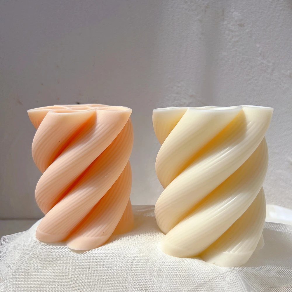 Ribbed Swirl Twisted Candle Silicone Molds Wave Twirl Pillar Spiral Silicone Mould Geometric Abstract Wavy Candle Mould