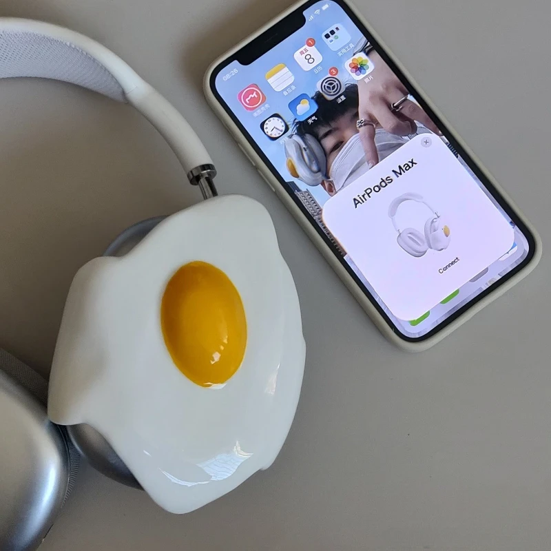 Airpod Max Cases cover Original Design Harajuku Wind Egg Shell Earphone Protection Case 3D Printing Resin Earphone Accessories