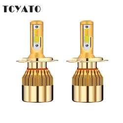Tcytao 2Pcs Dual Color Yellow and White Car LED Headlights H1 H7 H11 H4 High and Low Beam Integrated LED Light Beam
