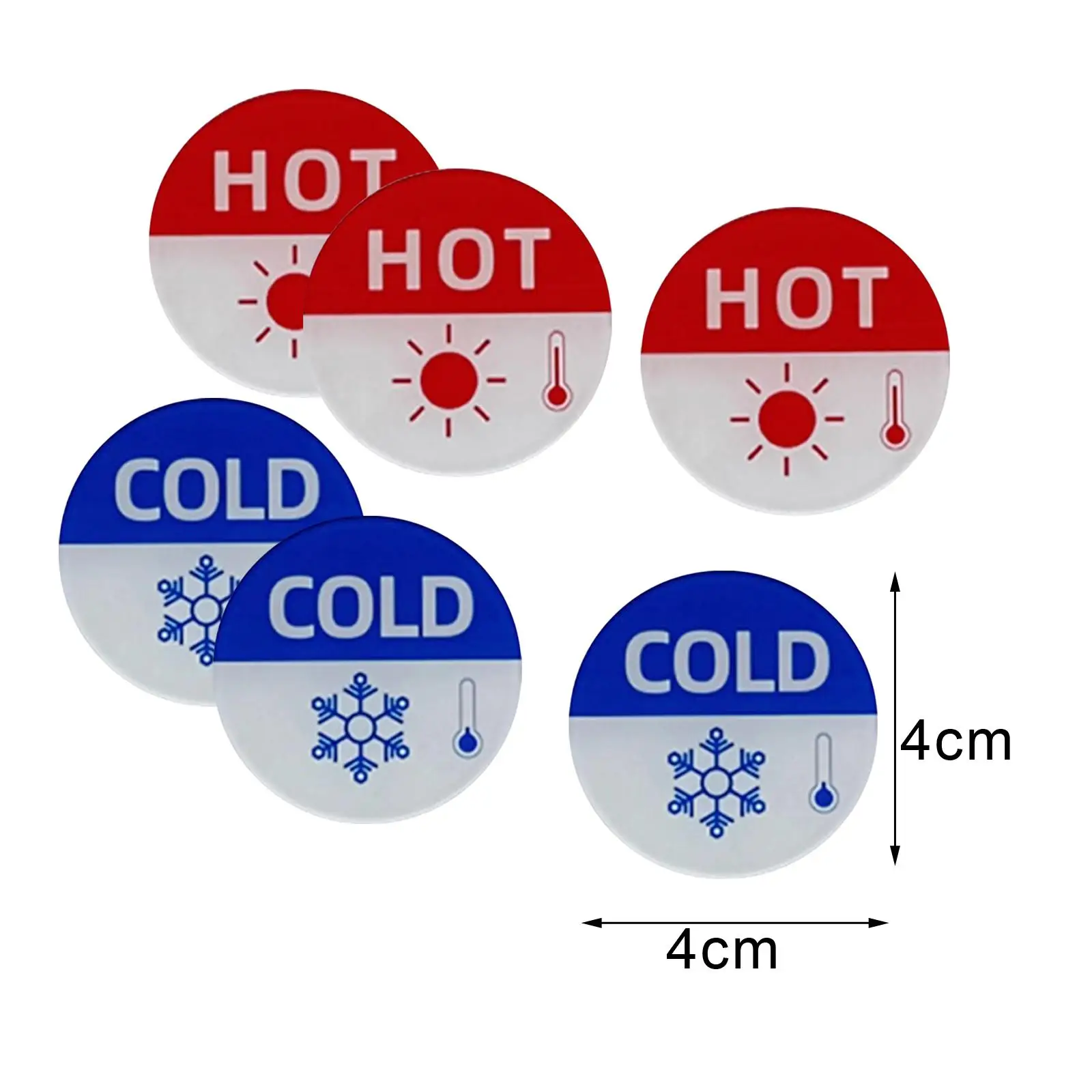 6x Hot and Cold Signs Hot Cold Labels Durable Easy to Use Round Acrylic Self