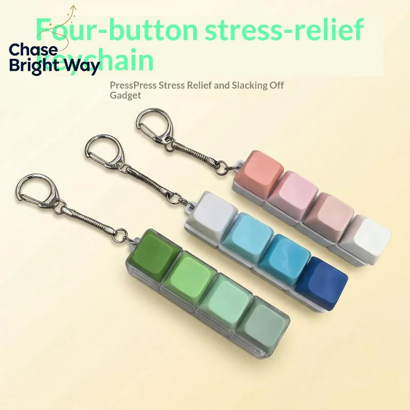 4 Keys Finger Button Mechanical Keyboard Keycaps Colorful Keychain Fidget Toys Press Keyboard Games Key Toy