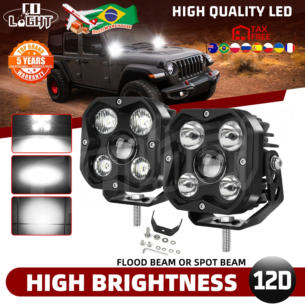 

CO LIGHT 4 inch LED Light Bar Offroad Fog/Driving Lights LED Tractor Work Lights Spot Flood Beam for Truck Boat ATV UTV 12V 24V