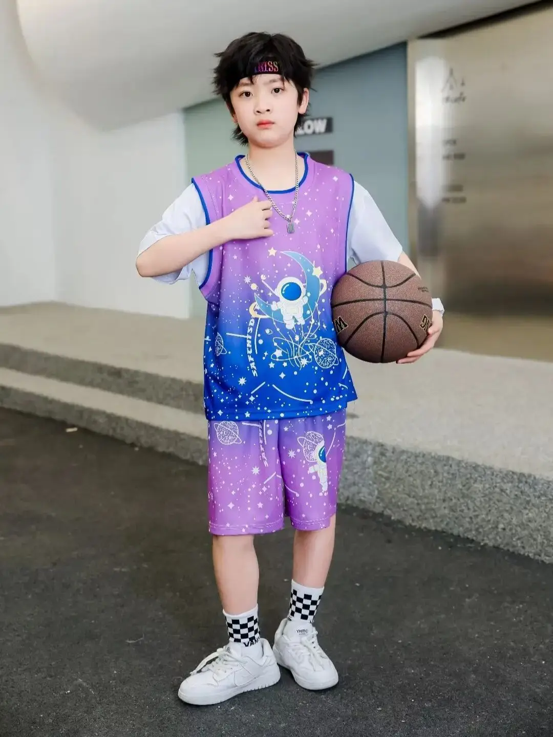 Children's clothing suit A7 boys  girls  Basketball Jerseys Fake two-piece uniform kit primary school training